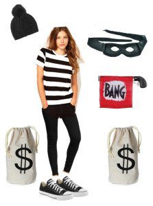 Shop your own closet for free and fabulous costumes this Halloween! Love this bank robber costume idea.