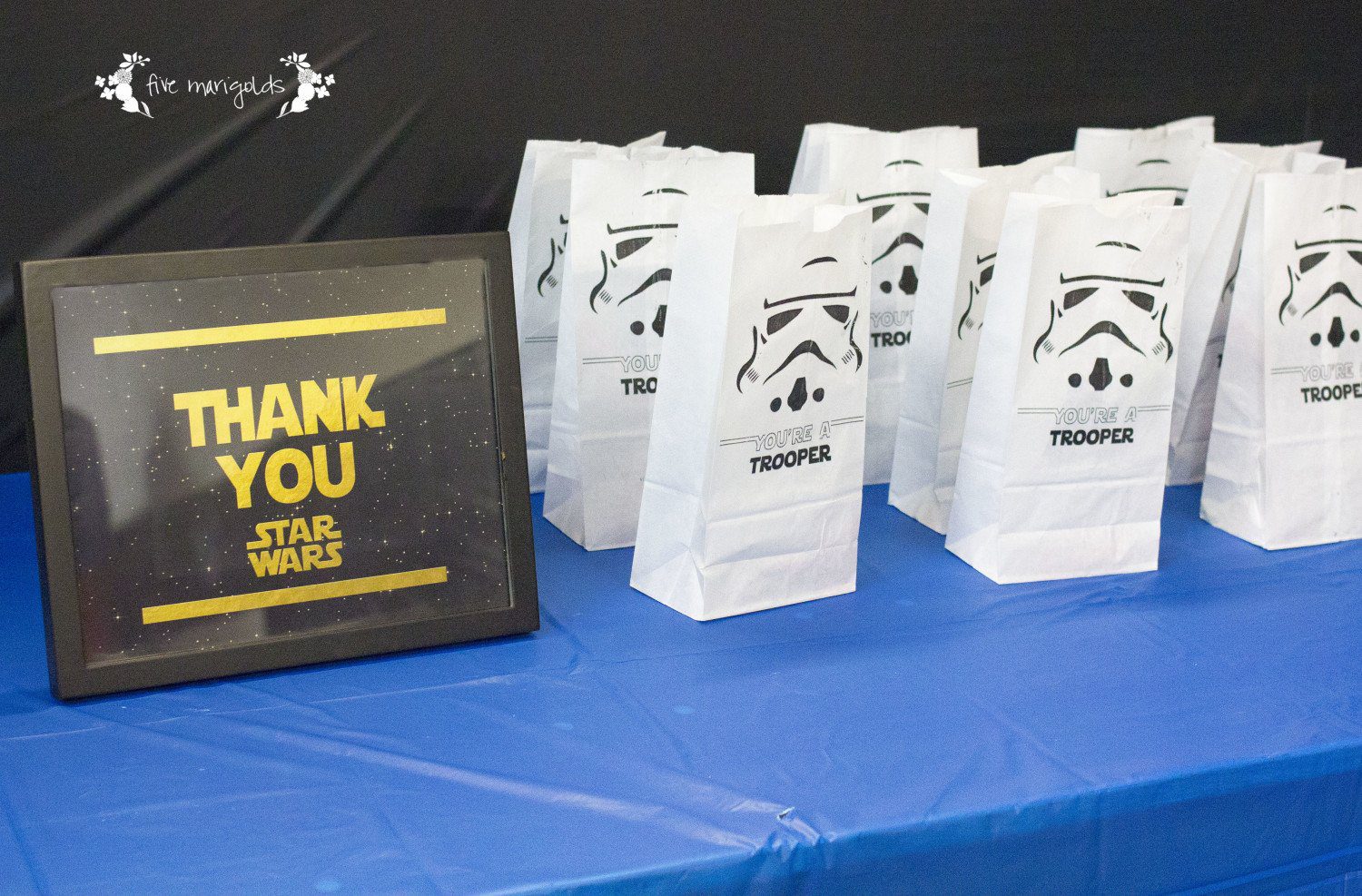 Free Printable Star Wars Birthday Party Storm Trooper Favor Bags | www.fivemarigolds.com