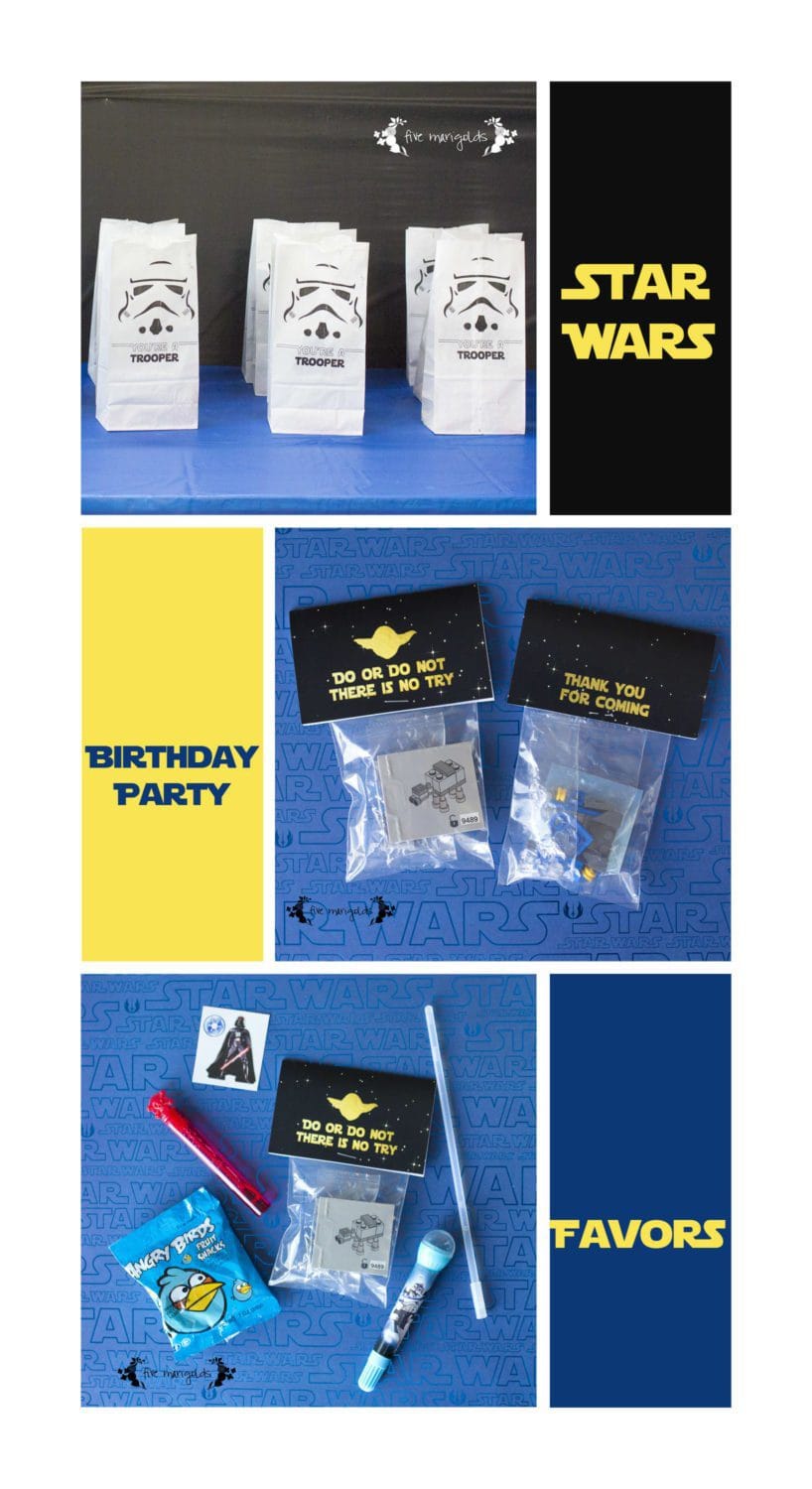 Star Wars Lego Birthday Party Favor Bags | www.fivemarigolds.com