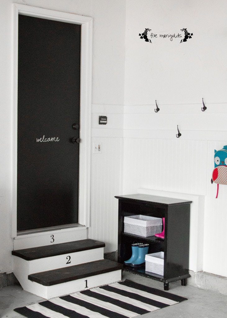I can't believe the difference this garage to mudroom transformation made on such a small budget!