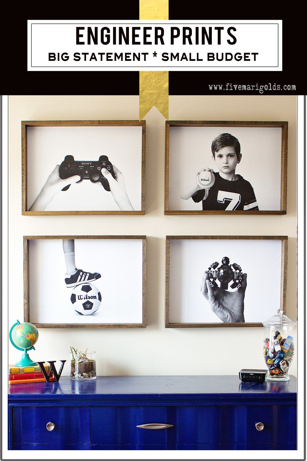 Engineer prints make a big statement on a small budget. Love these for a boy's room!