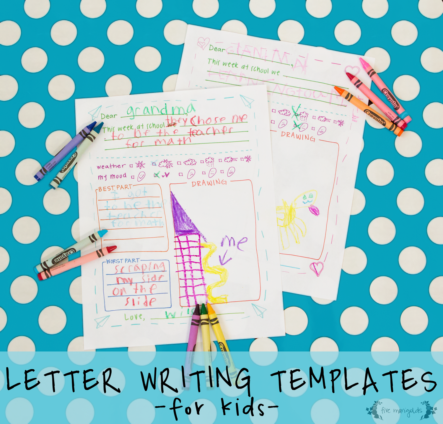 Writing Template For Kids from fivemarigolds.com