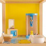 Hape Furniture. VIntage Dollhouse Remodel: Bathroom and Laundry Room for less than $10 | www.fivemarigolds.com