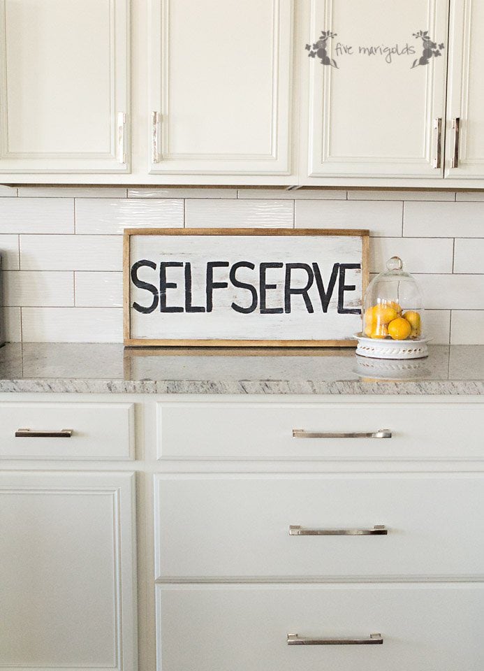 DIY Upcycled Self Serve Sign for the Kitchen | Five Marigolds