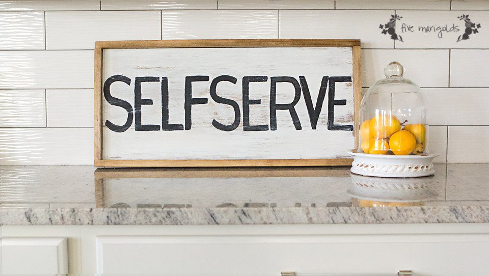 DIY Upcycled Self Serve Sign for the Kitchen | Five Marigolds