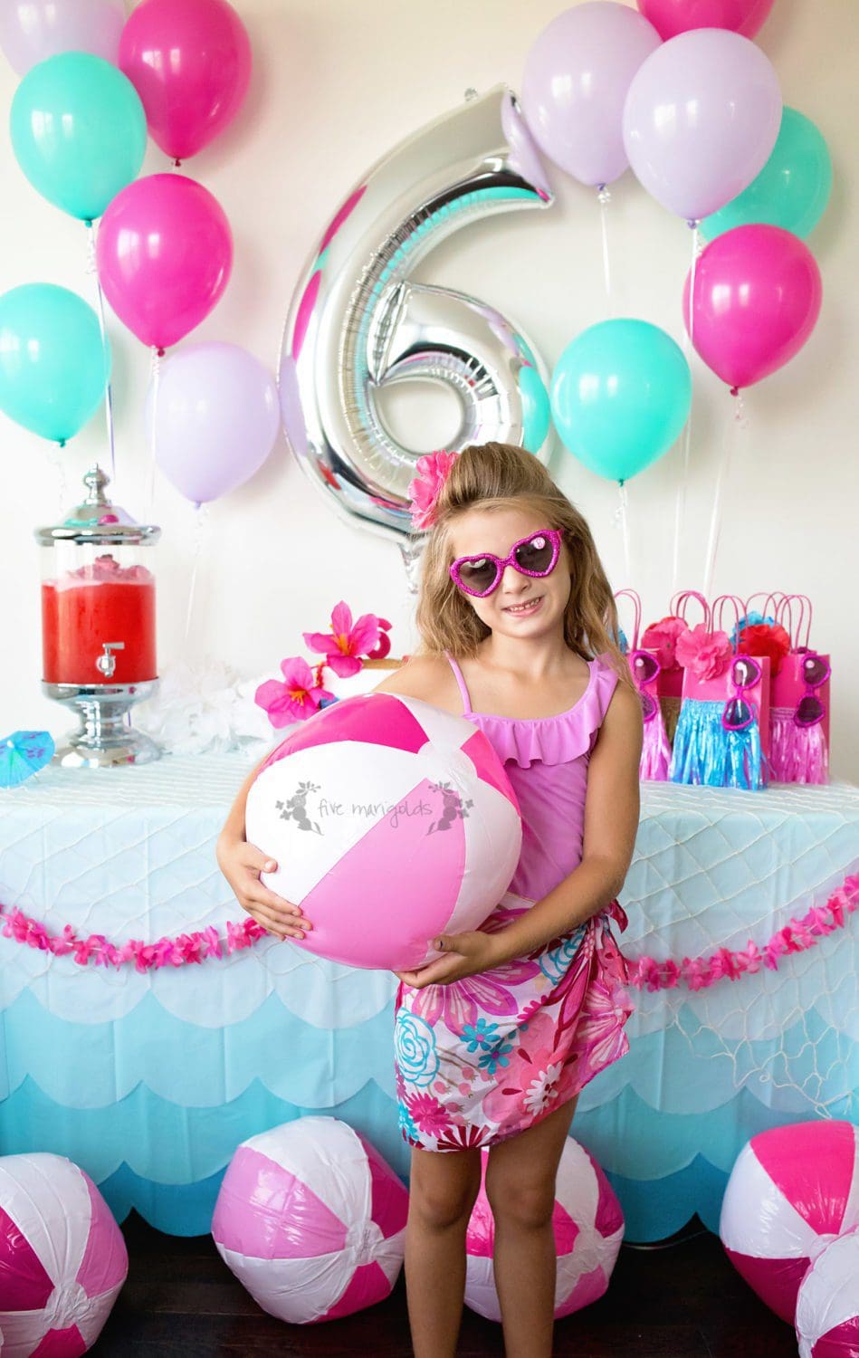 How to Throw a Custom Malibu Barbie Pool Party Birthday for Under $50 | Five Marigolds