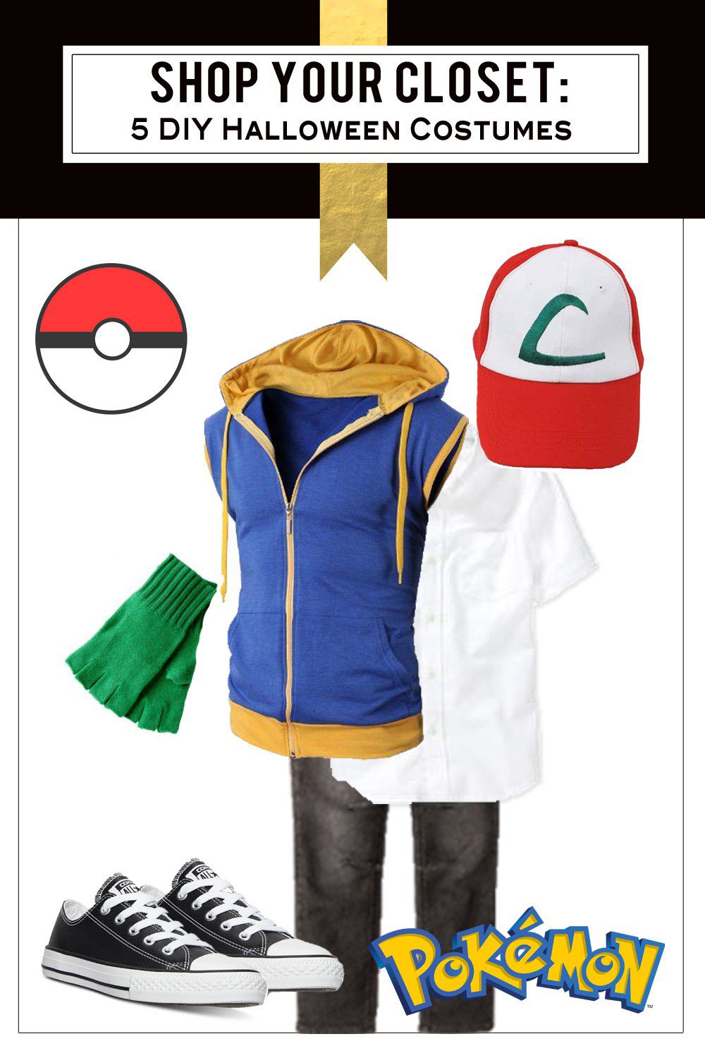 Shop Your Closet for Halloween: 5 Free and Fabulous Costumes Pokemon Ash Ketchum, Suicide Squad Harley Quinn, Game of Thrones Shae and Khaleesi, Happy Love Cat Emoji | Five Marigolds