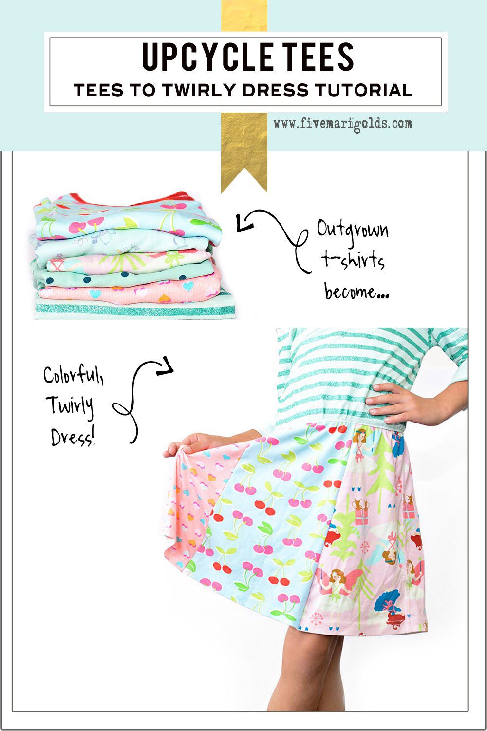 I love this! Upcycle outgrown tees to create a custom dress for girls.