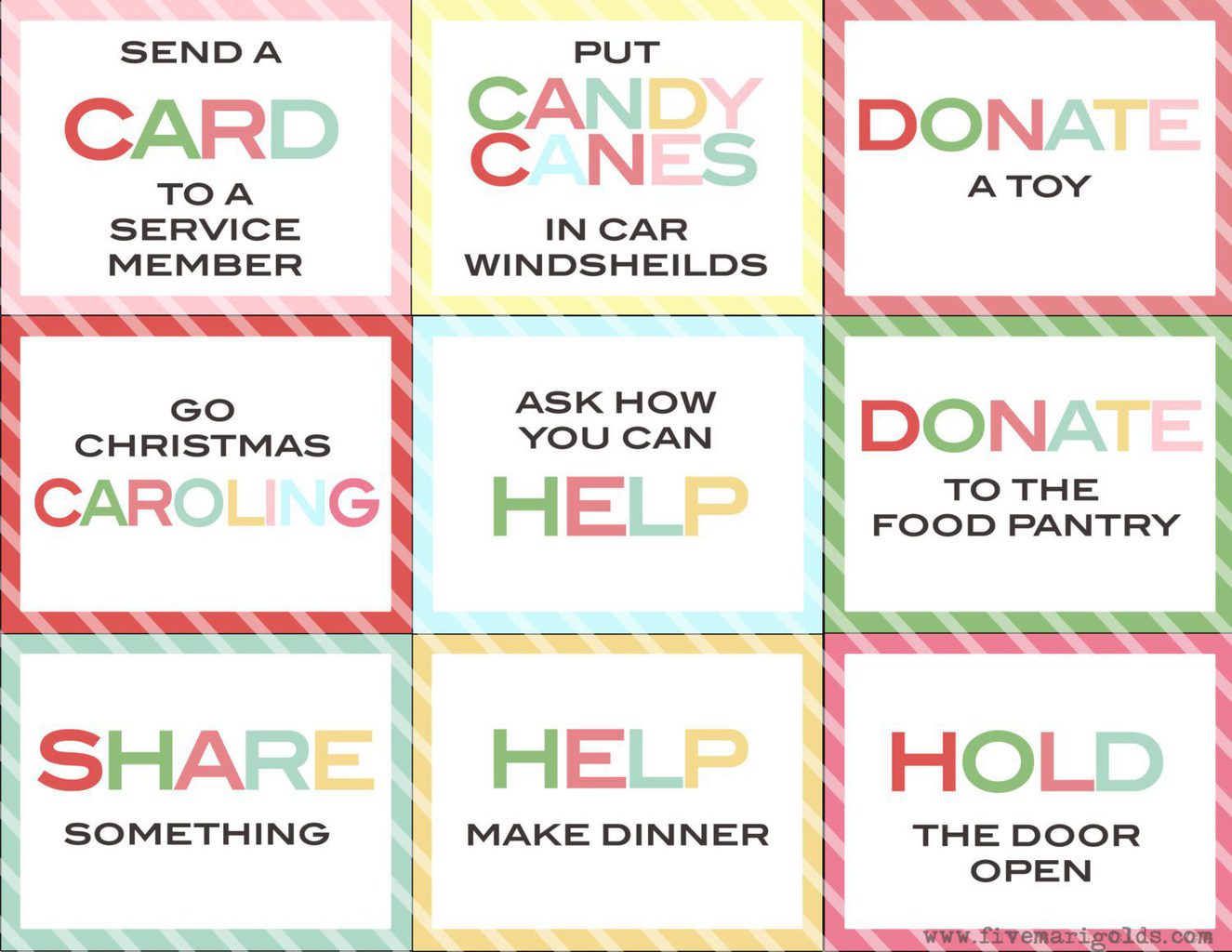 Great family activity for Christmas - Random Acts of Kindness. Free Printables with ideas and handouts.