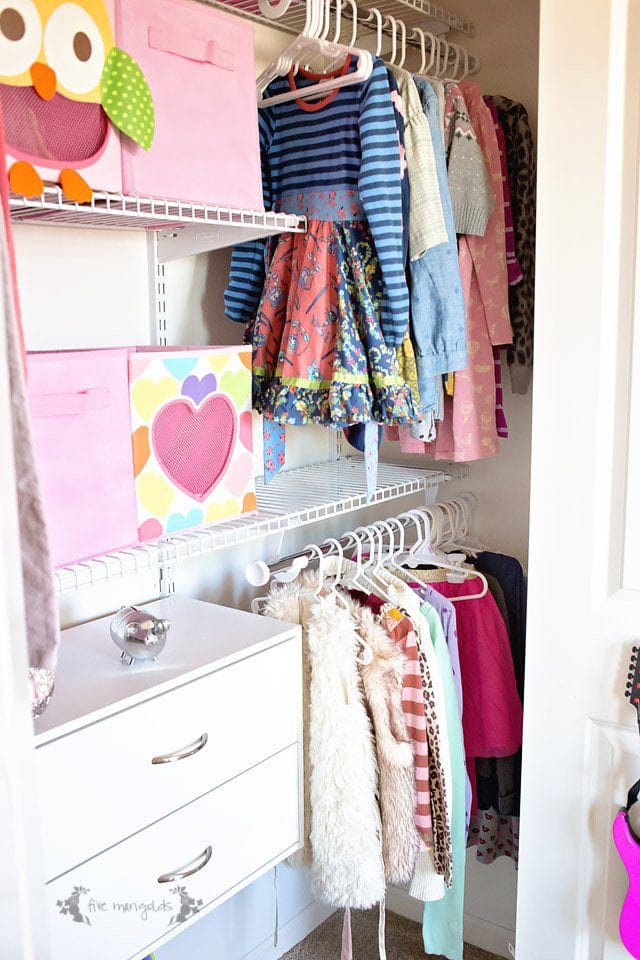 Girl's Bedroom Closet Organization Before and After #WinterizeYourClosets #ad