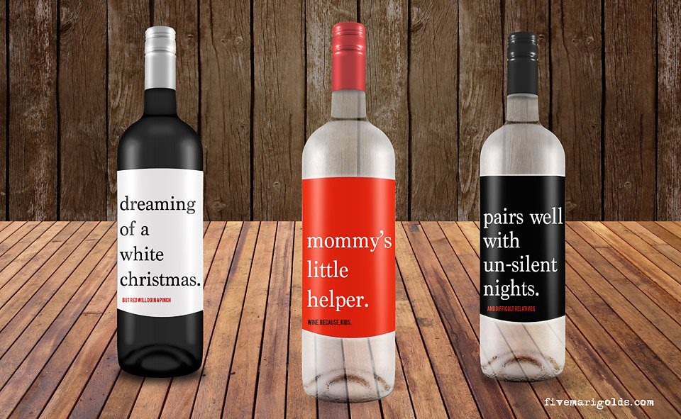 Free Wine Labels for Moms + 10 DIY ideas for gift wrapping wine