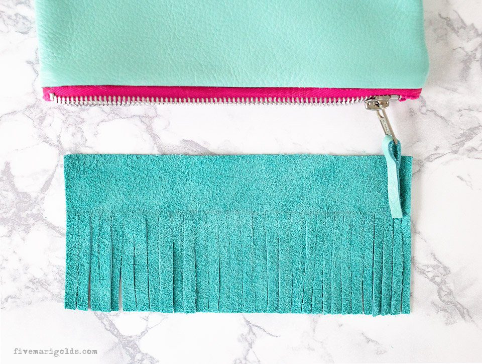 Make a no sew emergency kit in just 15 minutes! Beautiful leather clutch with tassel #ad #MoreMomentsWithExcedrin