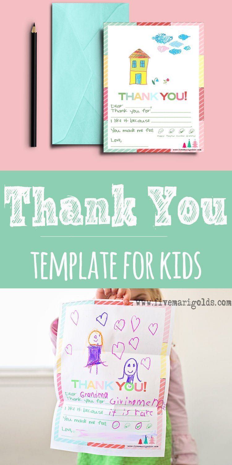 Christmas Thank You Note Template for Kids | Five Marigolds