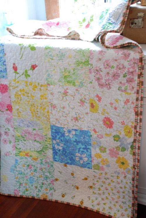quilt made from vintage sheets