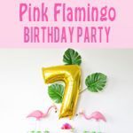 Girly Pink Flamingo Birthday Party - tropical pool party for girls with DIY tutorials for easy Flamingo Favor bags and bow napkin rings | Five Marigolds #ad #BirthdaysMadeBrighter