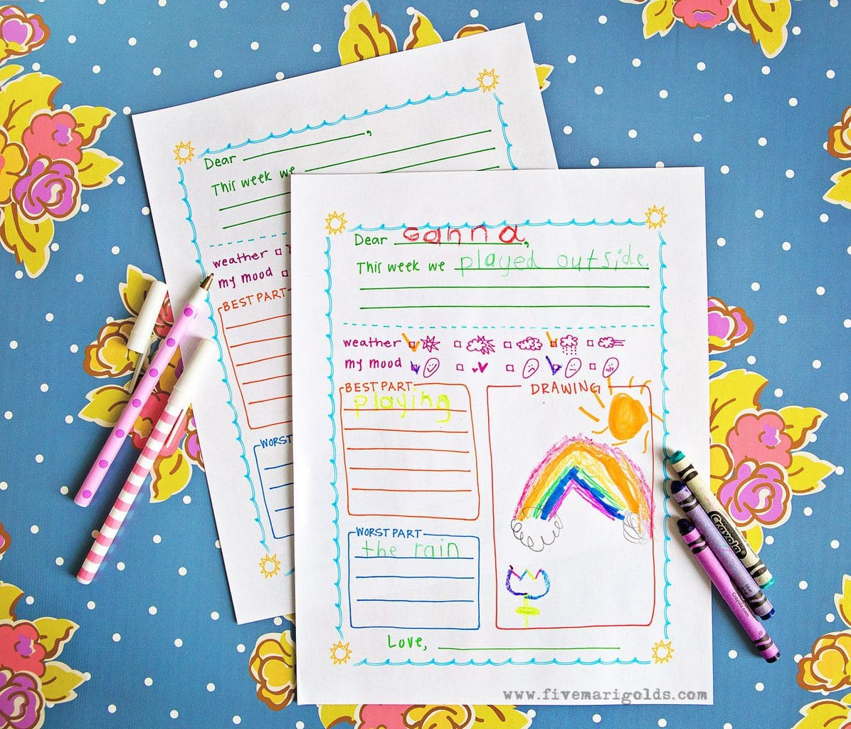 Summer Letter Writing Paper Digital Templates and Printable