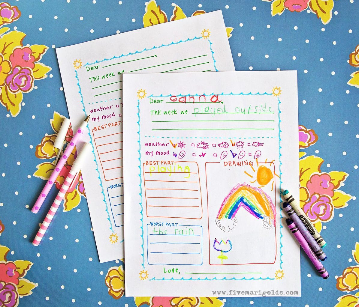 Summer Letter Templates for Kids - Five Marigolds In Pen Pal Letter Template