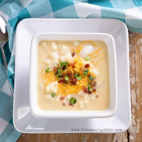 Slow cooker potato soup. Quick, easy comfort food.