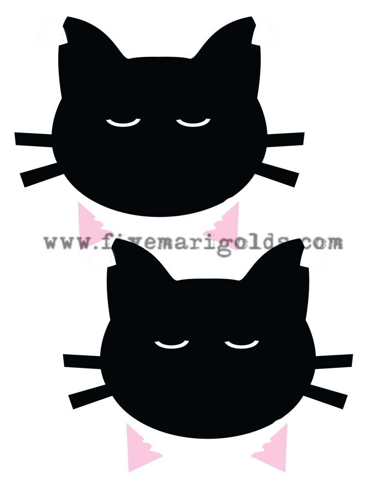 Pink and Black Cat Printables for Birthday Favors and Halloween BOO Bags