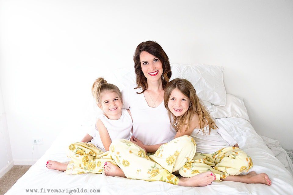 mother and daughters wearing vintage sewed pajama pants