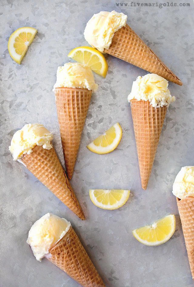 Creamy Lemon Vanilla Ice Cream | Five Marigolds