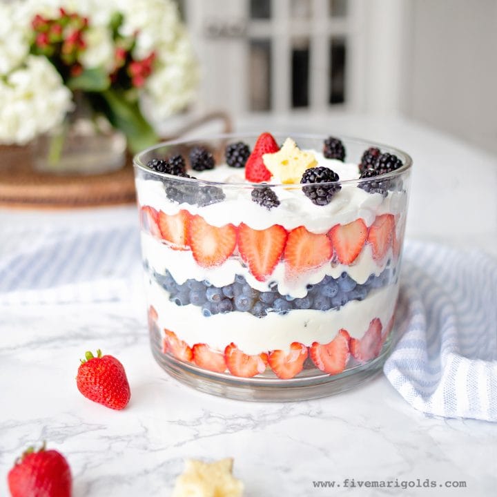 Red White and Blue Almond Trifle