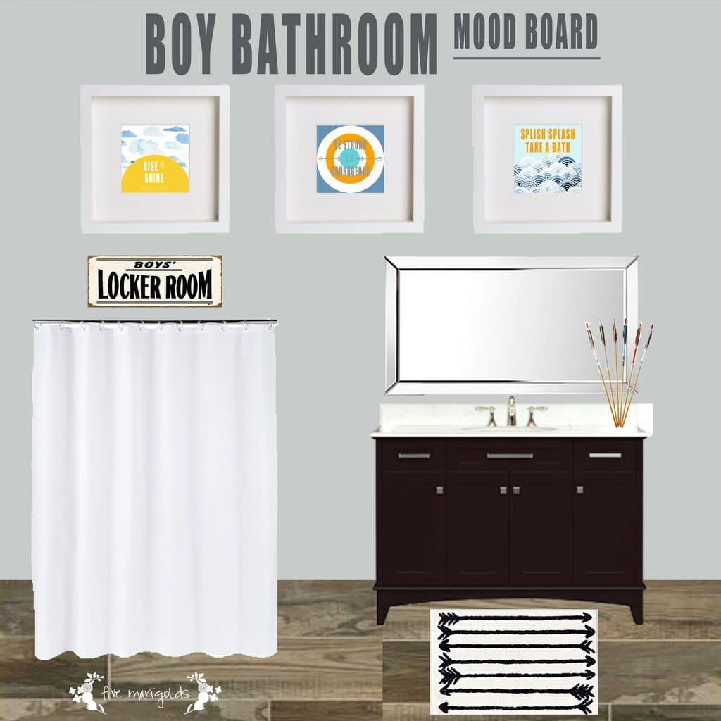 Boys Bathroom Mood Board | Five Marigolds