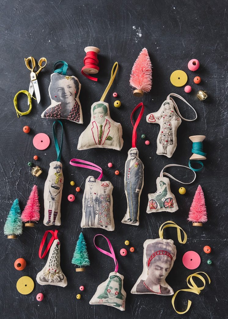 sewn and stuffed personalized photo ornaments