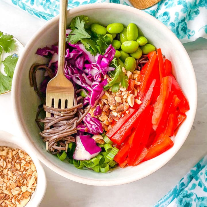 Soba Noodle Salad with Almond Butter Dressing